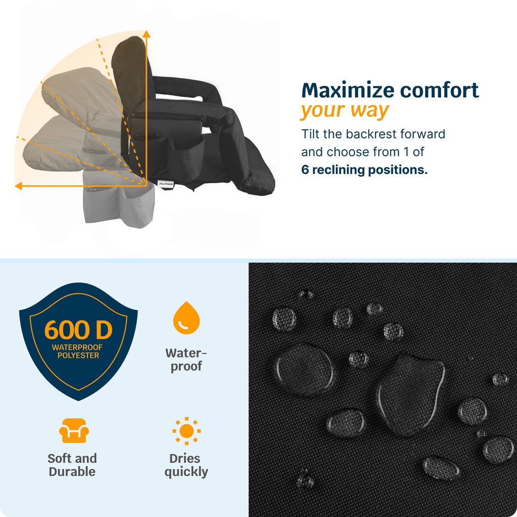 Heating Massage Reclining Stadium Seat with Arm Support B1892