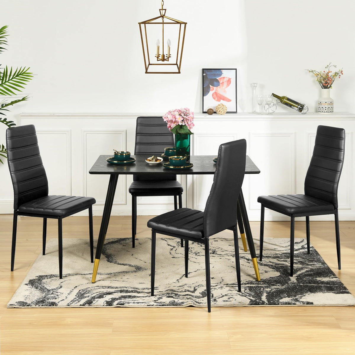 Black PU Dining Chairs Set of 4 I78974