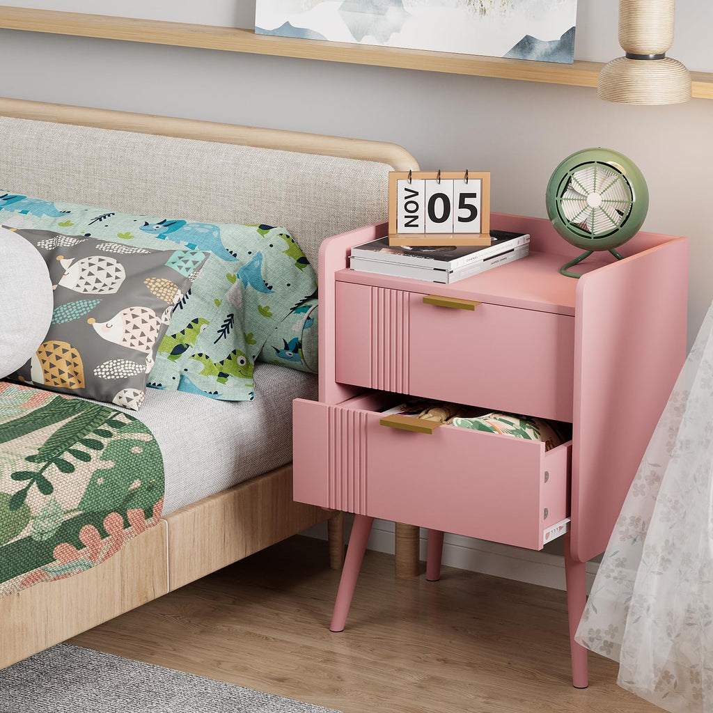Pink 2 Drawer Wooden Nightstand G83231