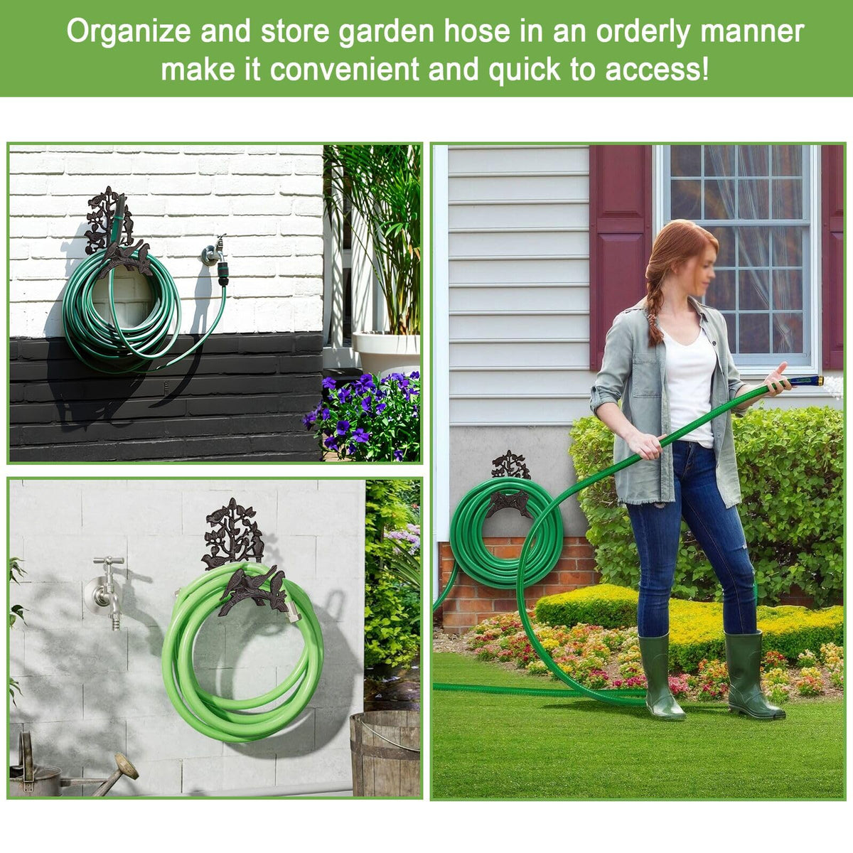 Cast Iron Wall Mount Garden Hose Holder W8349