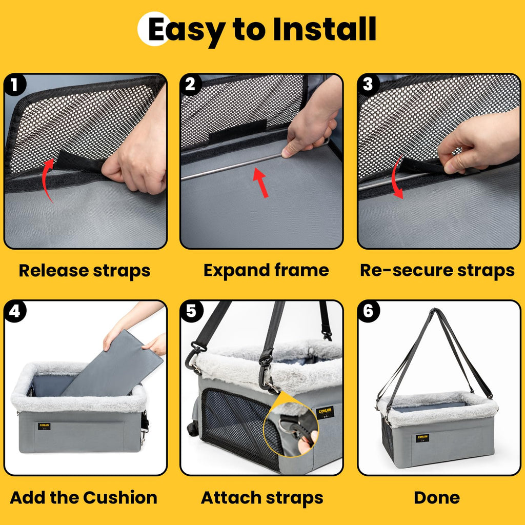 Dog Car Seat Booster Steel Frame Grey F210020