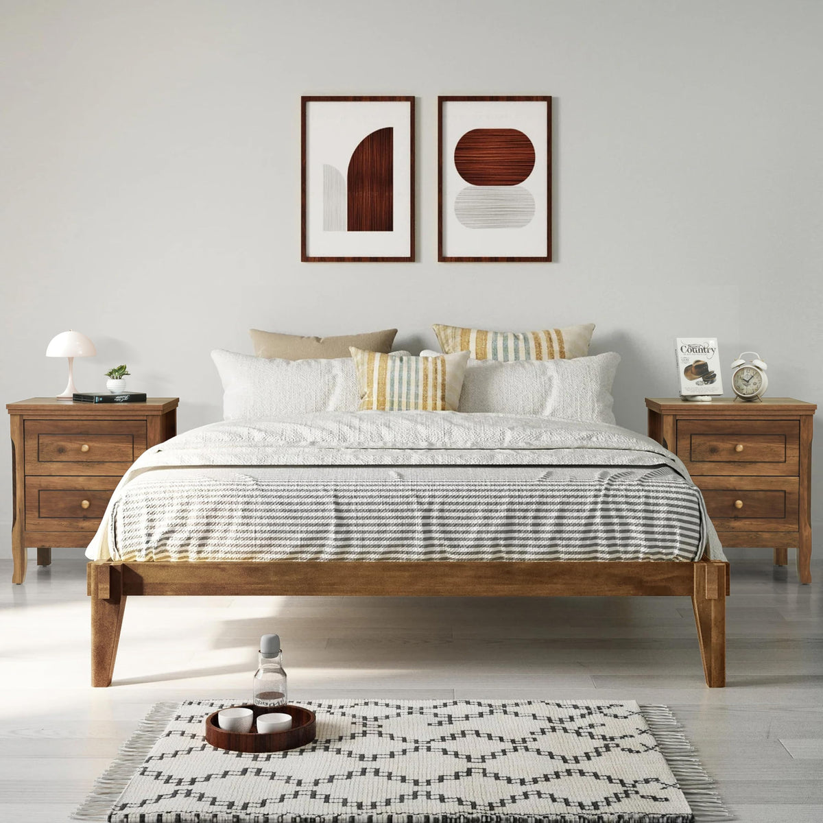 2 Drawer Wood Nightstand Set of 2 Q6568