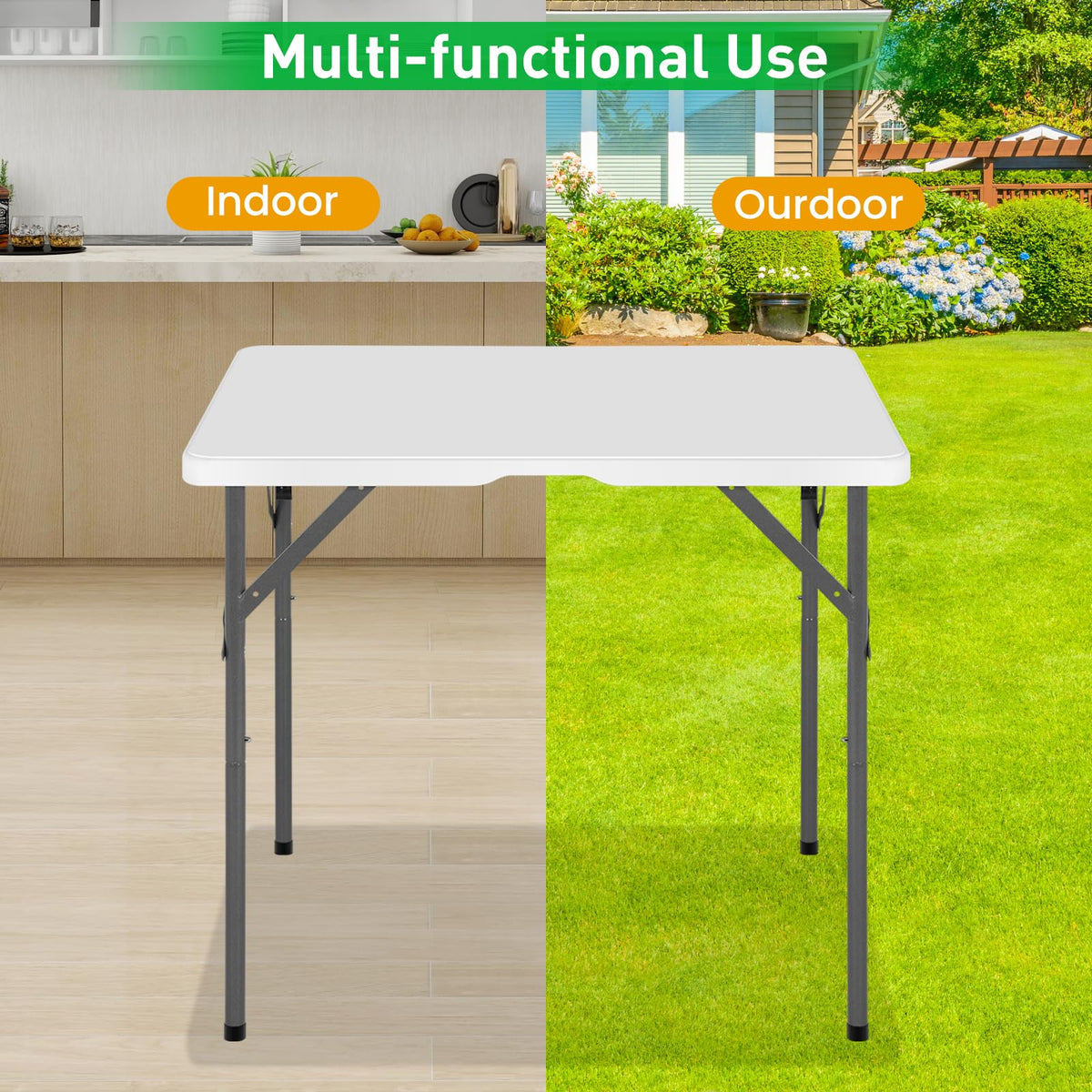 34 Inch Square Folding Table White P465