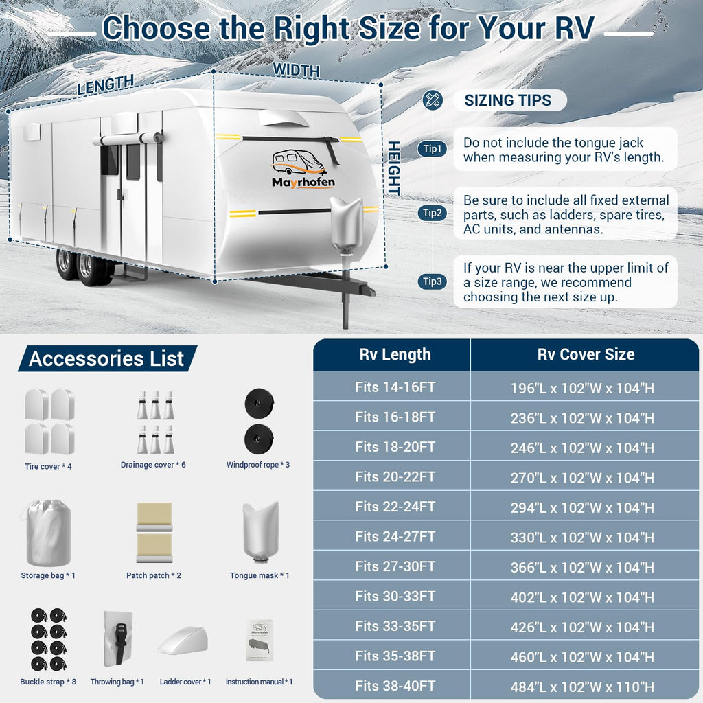 600D Oxford Fabric 22-24ft Travel Trailer Cover S42833
