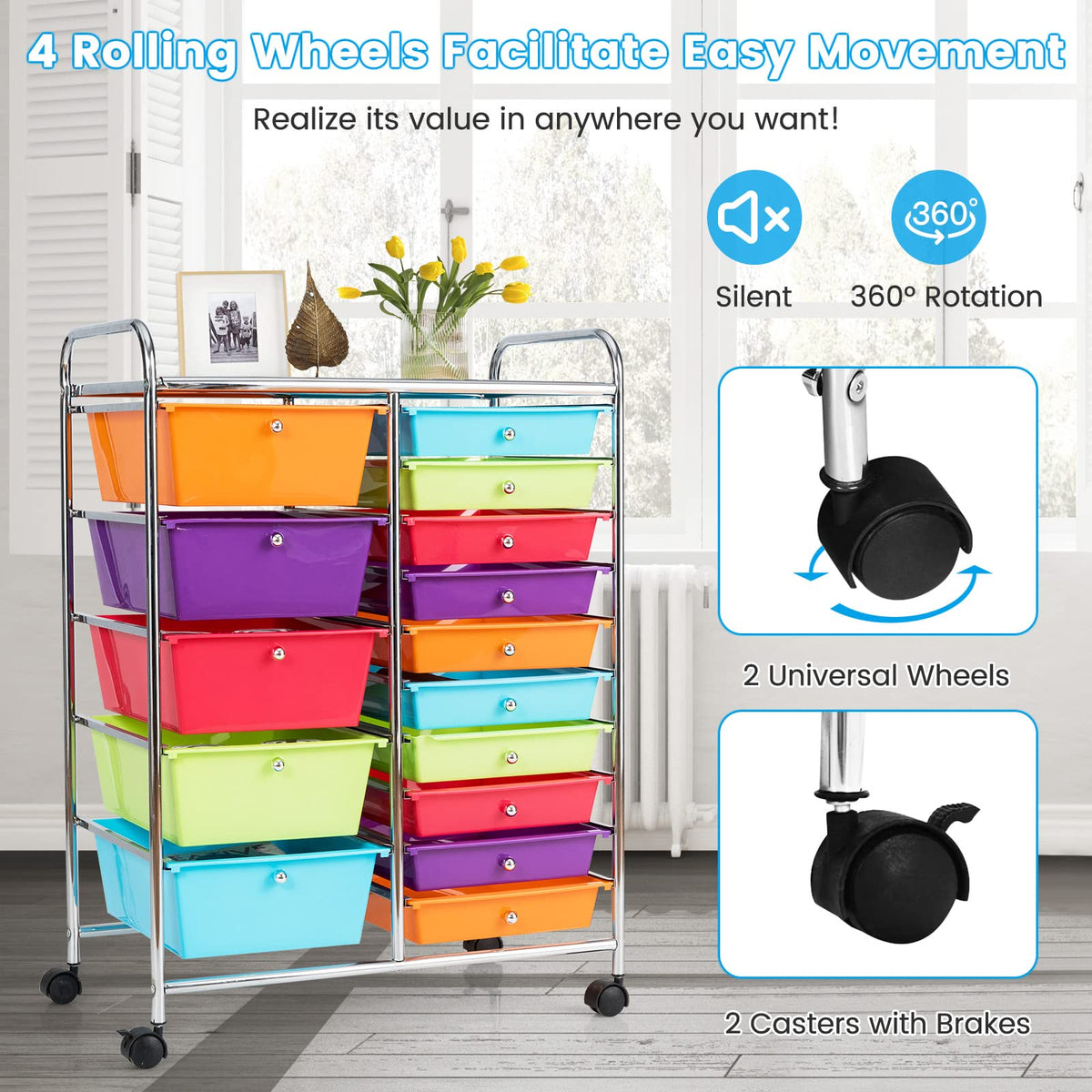 15 Drawer Rolling Storage Cart L3562
