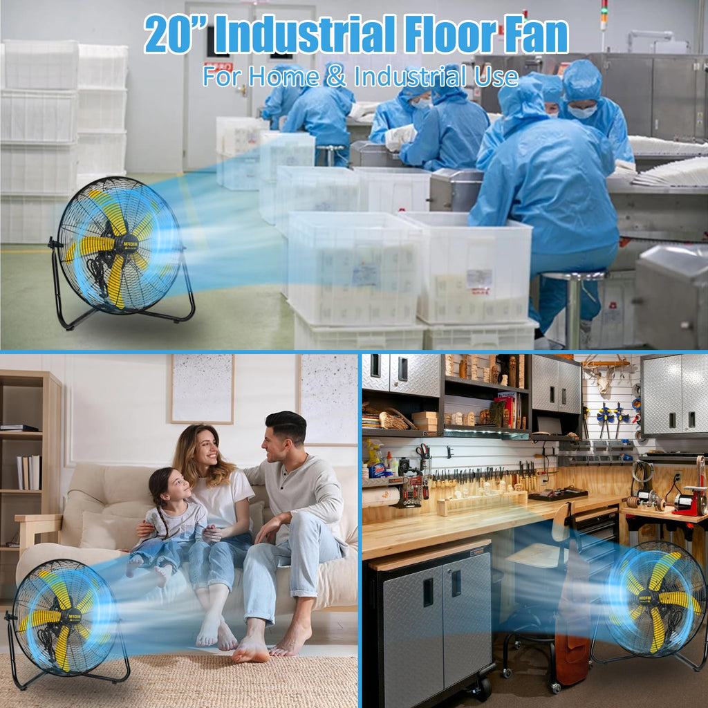 2 Pcs 20-inch 5300 CFM High Velocity Metal Floor Fan Q83196
