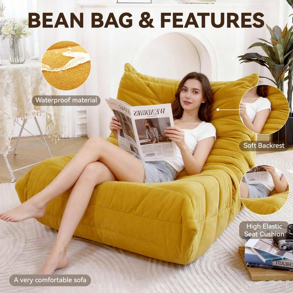 Yellow Memory Foam Bean Bag Chair Y53737