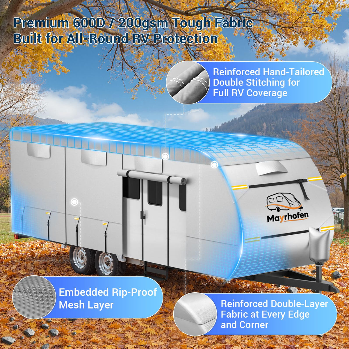 600D Oxford Fabric 22-24ft Travel Trailer Cover S42833