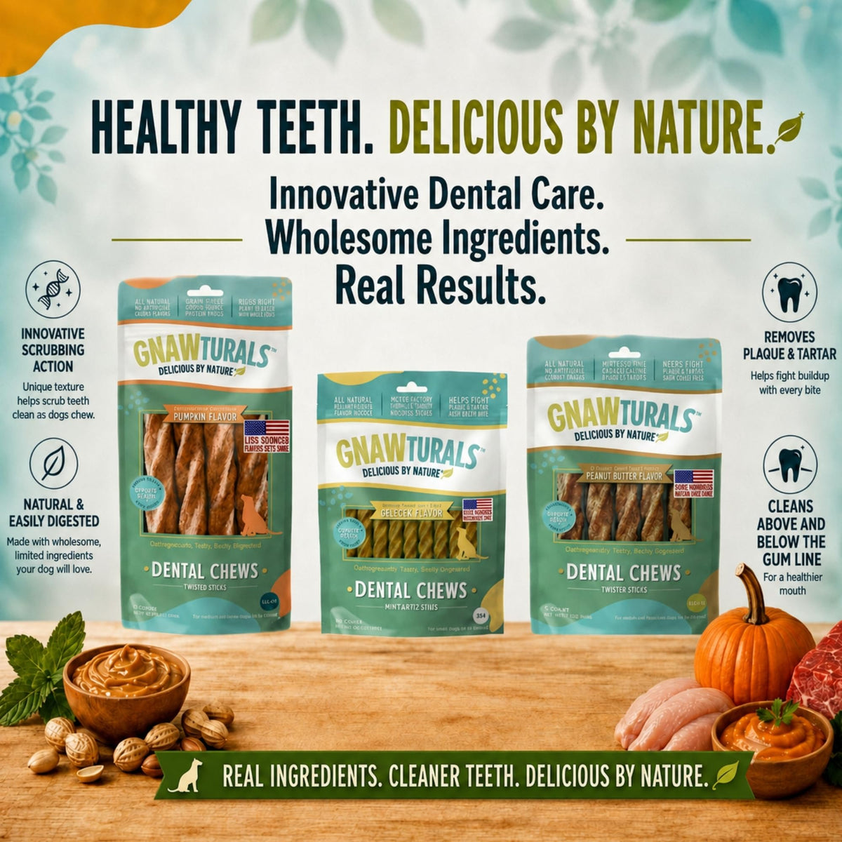 Twisted Sticks Dental Chews for Dogs (5 Sticks, Pumpkin) T2592