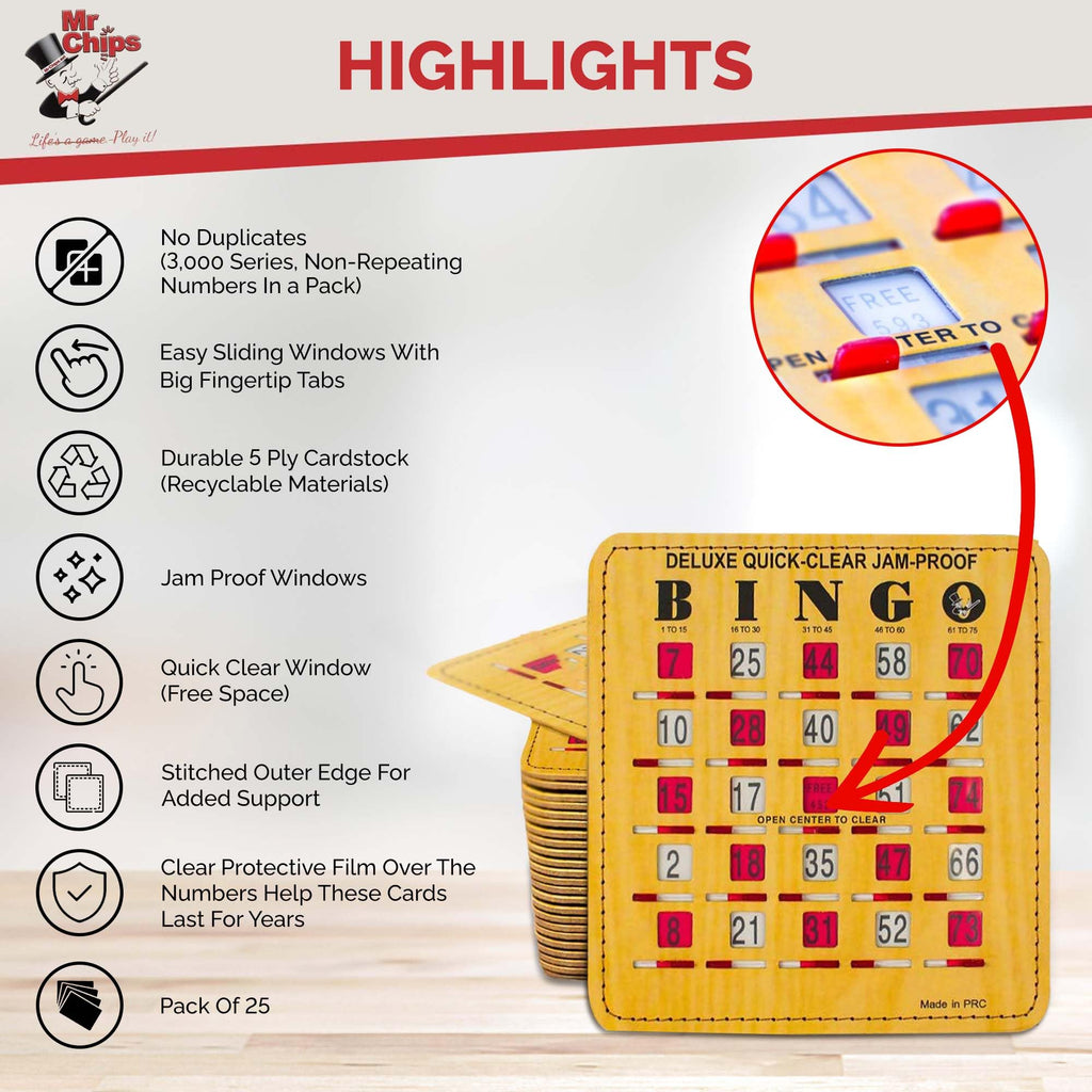 Bingo Cards with Sliding Windows 100 Pack I72172