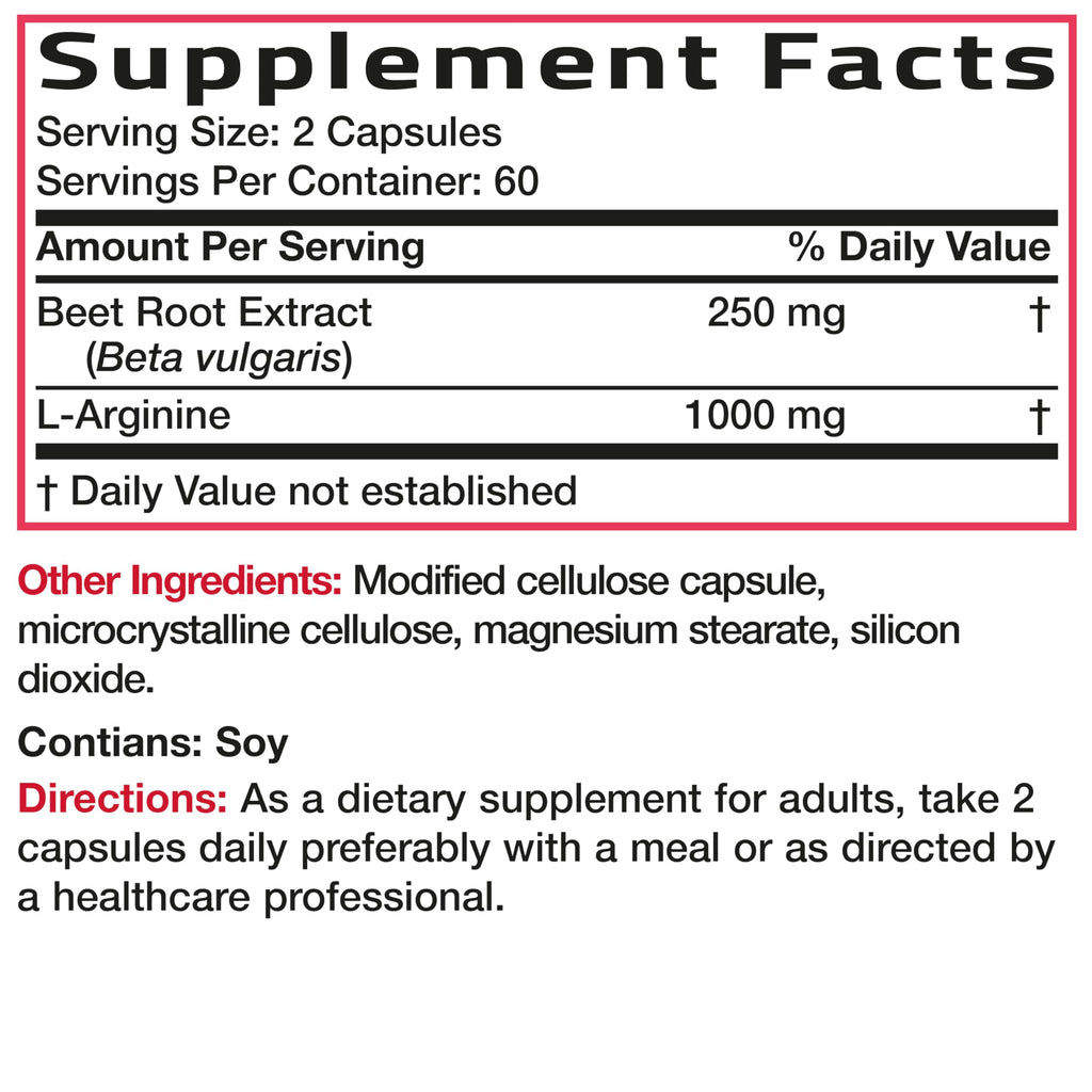 Beet Root L-Arginine 120 Capsules I64972