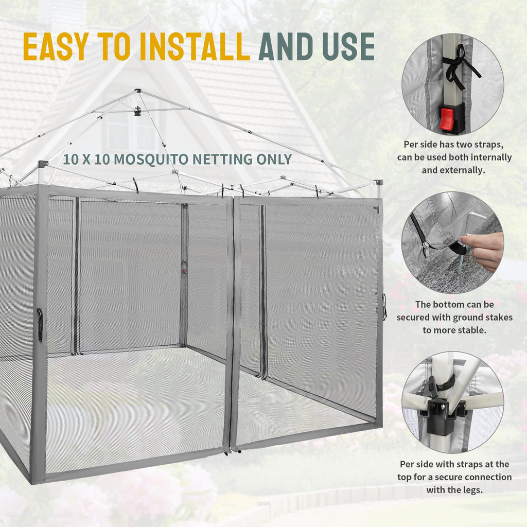 Gazebo Replacement Mosquito Netting 10 x 10ft Grey X810361
