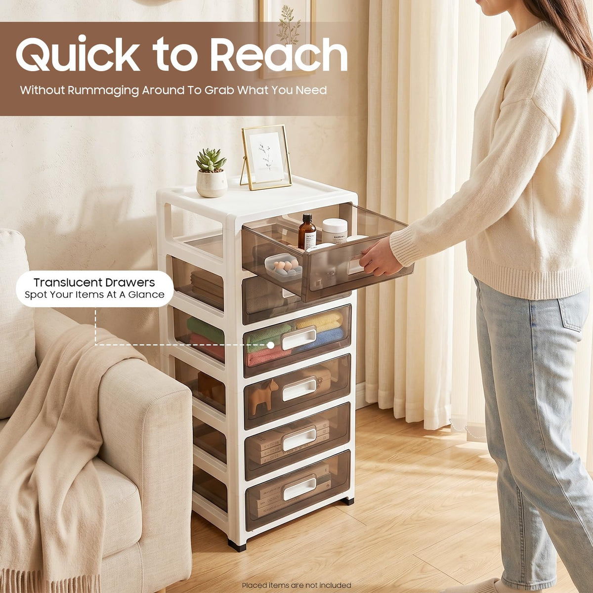 6-Tier Clear Plastic Storage Organizer Cart with Wheels S888120