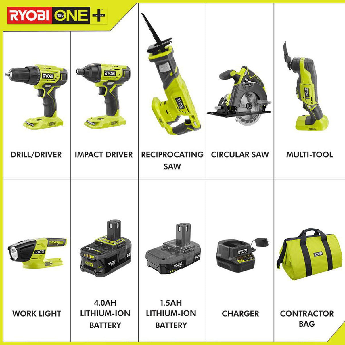 18V Lithium Ion 6 Tool Combo Kit Q9106
