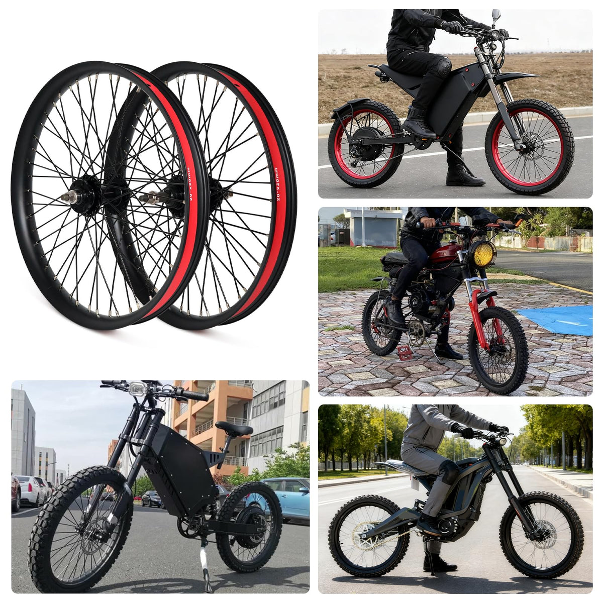 20"/26" Heavy Duty Bike Wheelset, Front and Rear, 12 Gauge 48 Spokes, Double Wall Aluminum Alloy Disc Brake MTB A79900