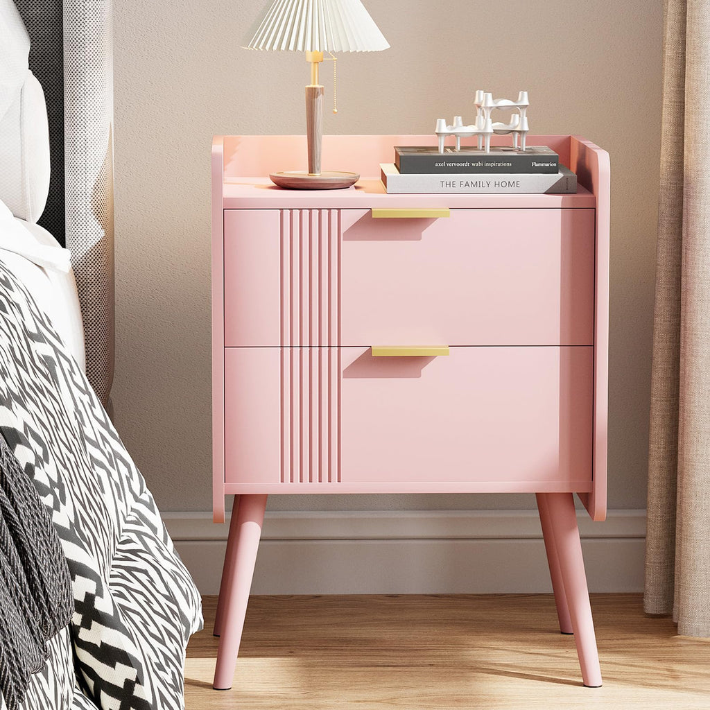 Pink 2 Drawer Wooden Nightstand G83231