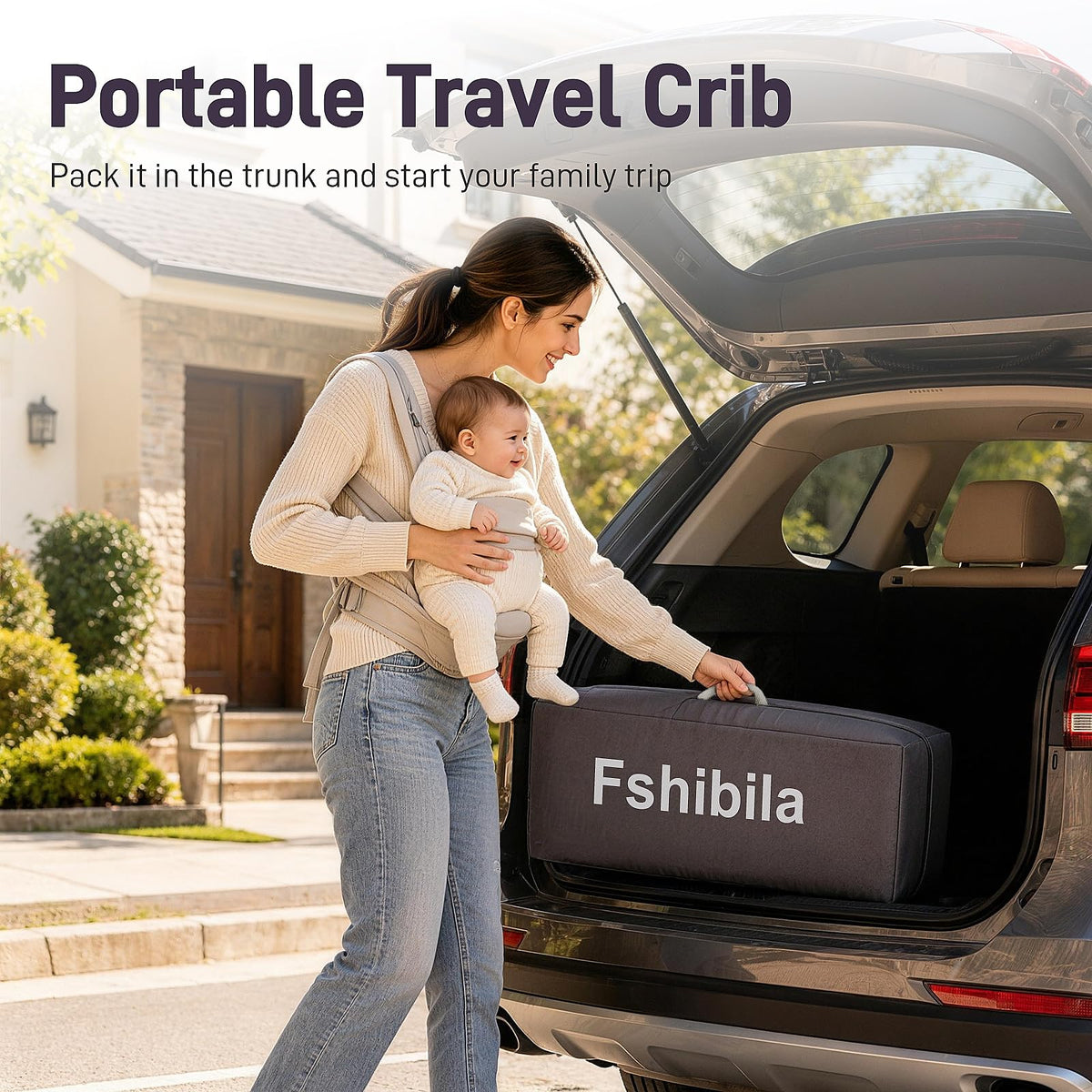 4-in-1 Portable Baby Playard with Bassinet and Changing Table, Black Q295