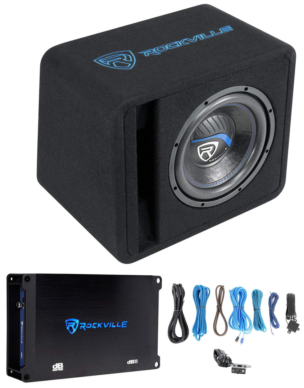 10" 4 ohm Subwoofer, Enclosure, Amp D588874