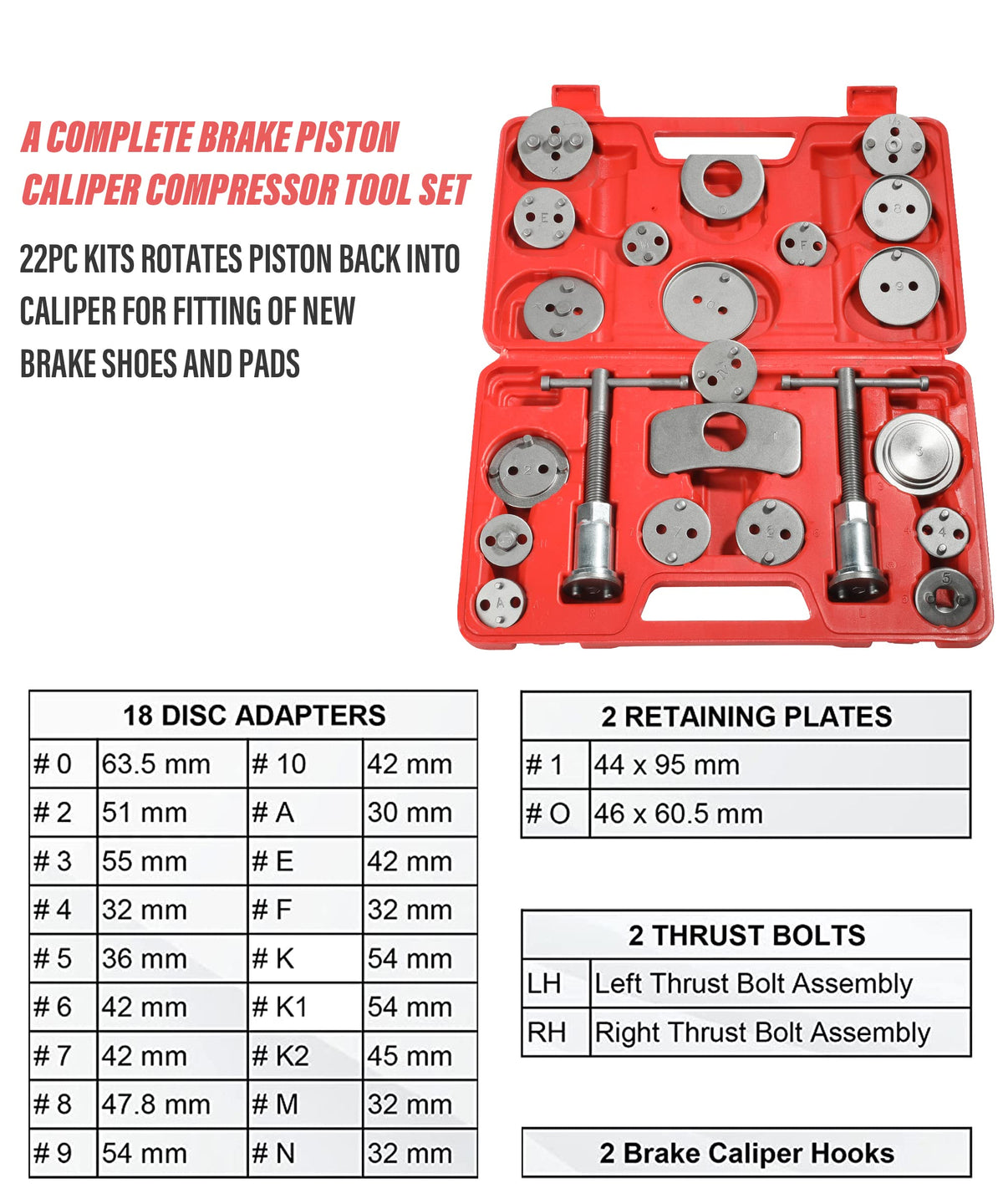 24 Pieces Brake Caliper Tool and Piston Compression Set S592