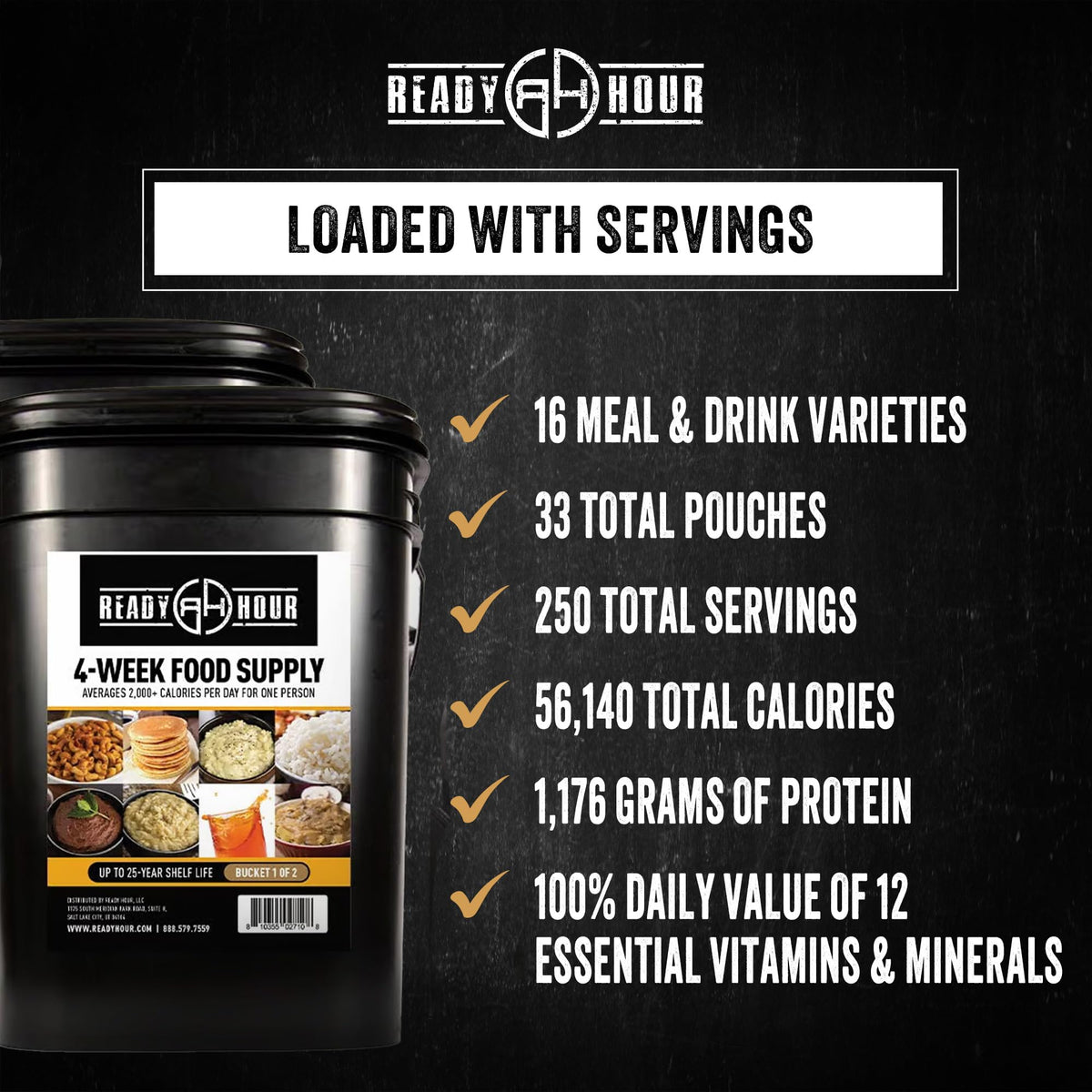 4-Week Emergency Food Supply 250 Servings Non-Perishable L38890