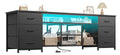 Black Dresser TV Stand with LED Lights & Charging Station D7615