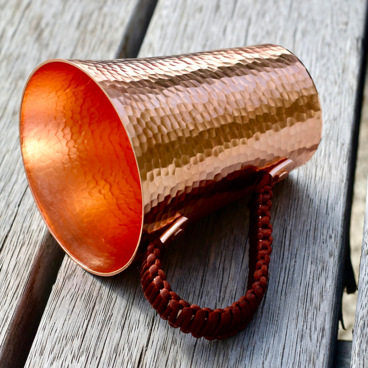 Copper Hand Hammered Ice Tea Cup with Handle 15 OZ E964228